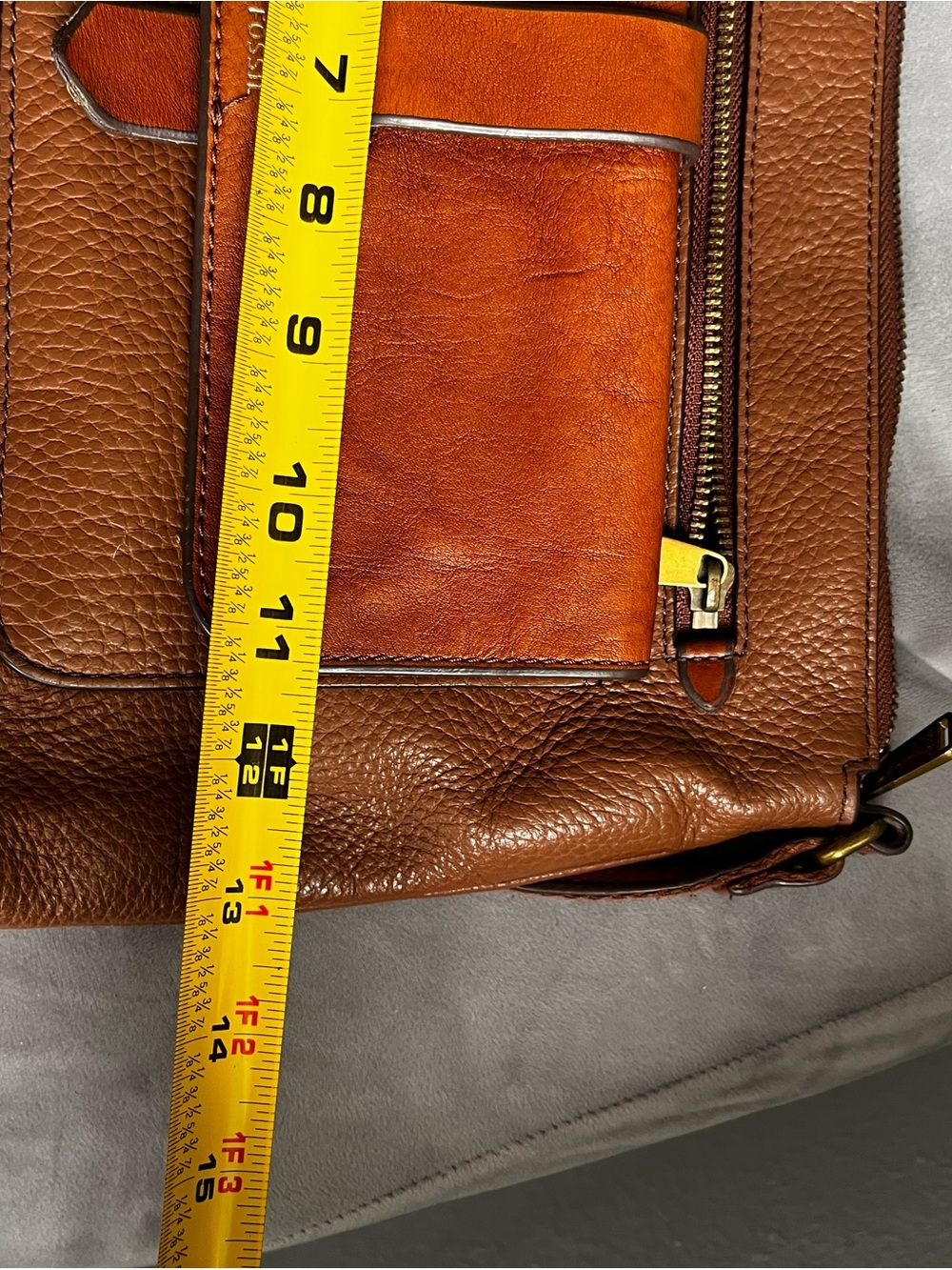 Fossil Two-Tone Brown Leather Crossbody Bag - Picture 7 of 7